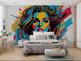 Street Art Mural Wallpaper | Pop Art Portrait in Vibrant Colors