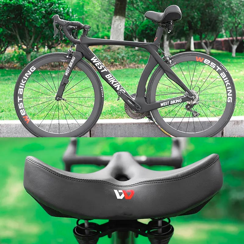 Wide Bicycle Saddle  Ergonomic Comfort Design With Shock Absorption - Detailed view