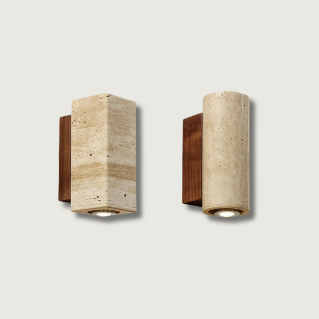 Natural Stone Wall Light  Travertine LED Sconce - Product showcase