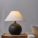 Ceramic Table Lamp  Matte Black Base with Linen Shade - Product example