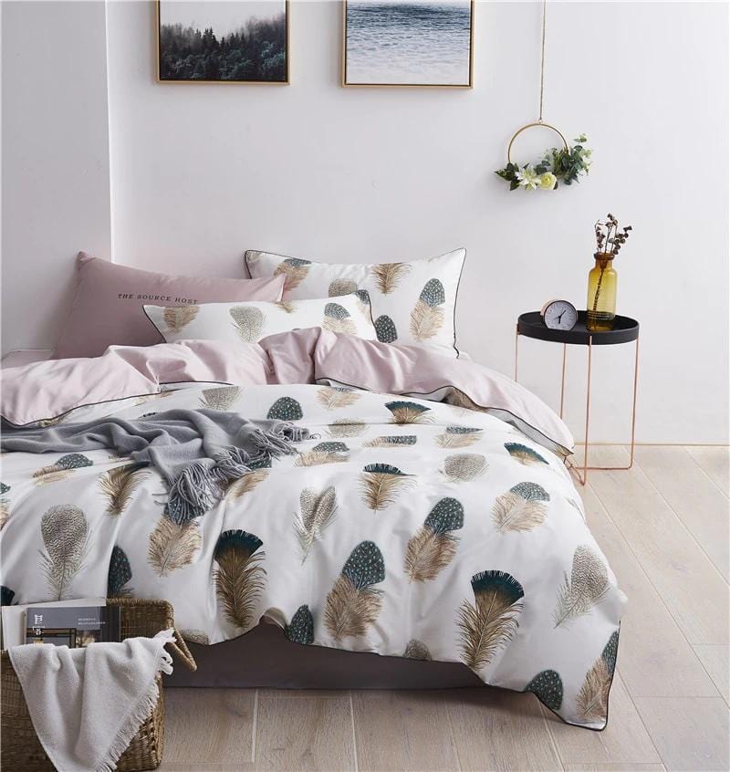 Egyptian Cotton Duvet Set  Feather Pattern Bedding Collection - Product showcase