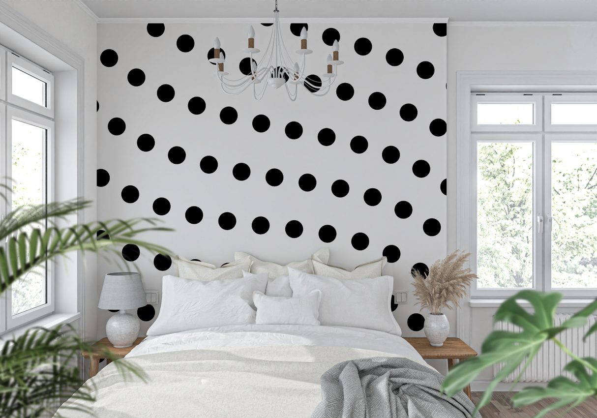 Geometric Mural Wallpaper | Gold Polka Dots Pattern