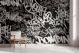 Graffiti Mural Wallpaper | Urban Black and White Street Art
