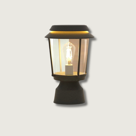 Solar Garden Post Light  Lantern Style Glass Panel Design - Product showcase