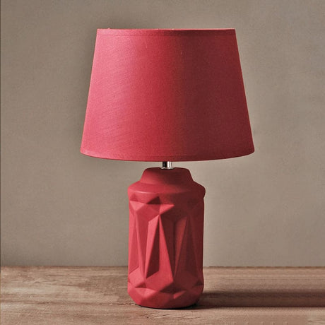 Modern Ceramic Table Lamp  Geometric Red Base Design - Product showcase