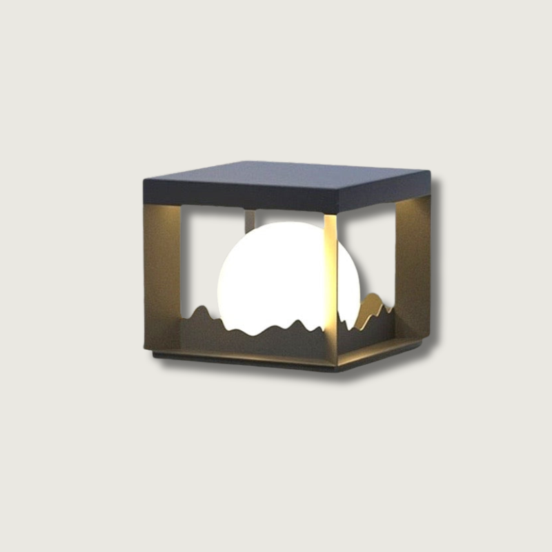 Modern Solar Wall Light  Cube Frame Mountain Silhouette - Product showcase