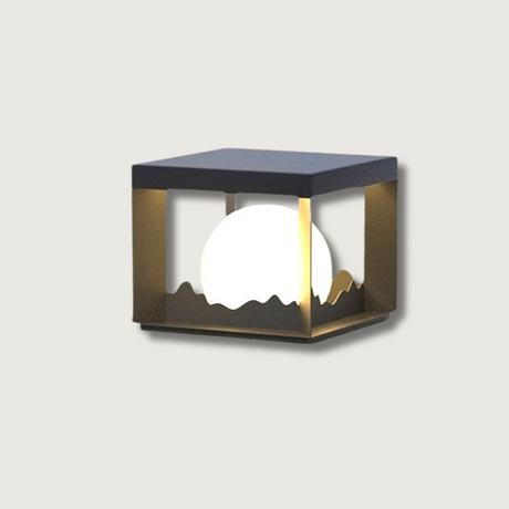 Modern Solar Wall Light  Cube Frame Mountain Silhouette - Product showcase