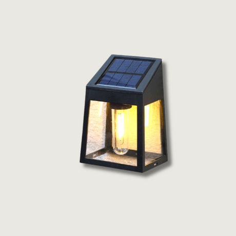 Solar Outdoor Wall Light  Modern Black Metal Frame - Product showcase