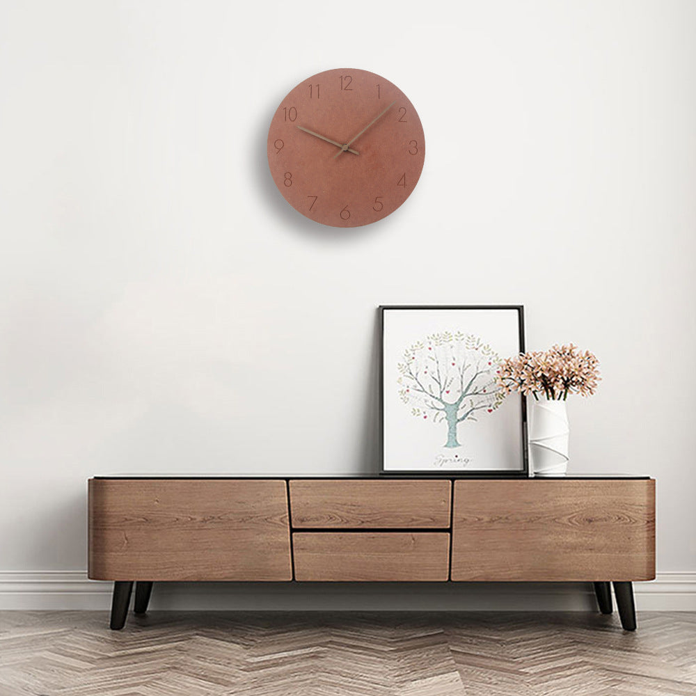 Scandinavian Wall Clock  Silent Grey Face With Copper Hands - Detailed view