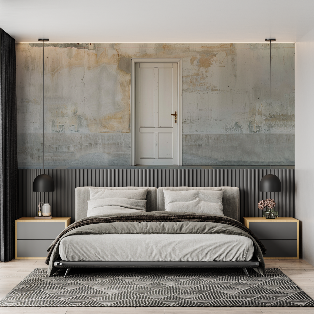Industrial Mural Wallpaper | Vintage Door and Weathered Wall
