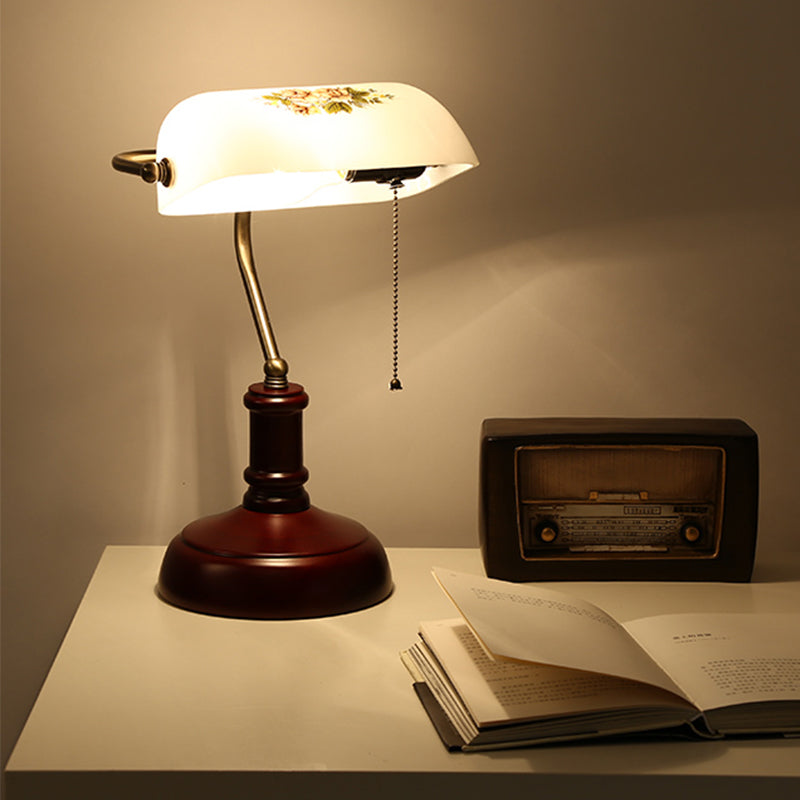 Vintage Banker Desk Lamp  Half-Cylinder Glass Shade - Product showcase