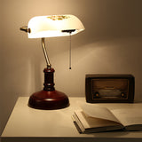 Vintage Banker Desk Lamp  Half-Cylinder Glass Shade - Product showcase