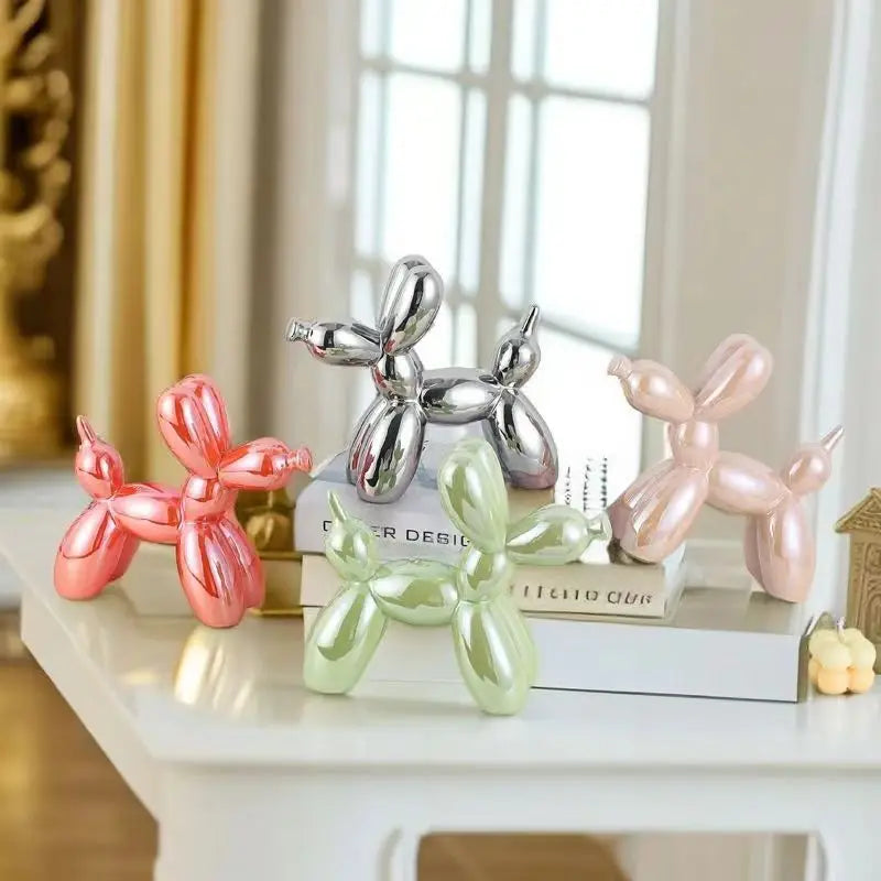 Modern Art Dog Sculpture  Metallic Ceramic Balloon Design - Product detail 6