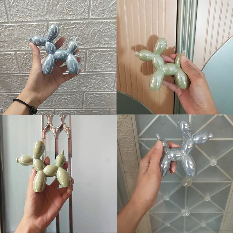 Modern Art Dog Sculpture  Metallic Ceramic Balloon Design - Product example