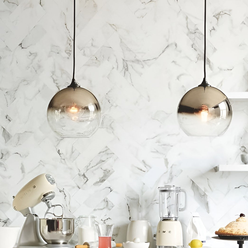 Modern Glass Pendant Light  Smokey Globe Design - Product example