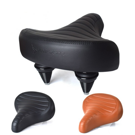Extra Wide Bike Saddle  Shock Absorbing Dual Spring Design - Product showcase