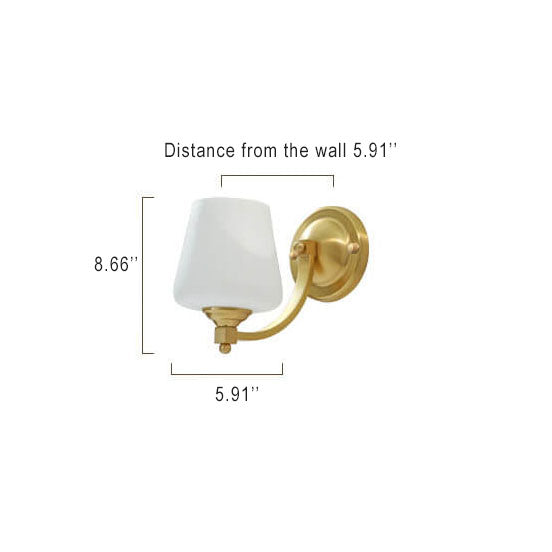 Modern Glass Wall Light  Frosted Shade With Gold Mounting - Detailed view
