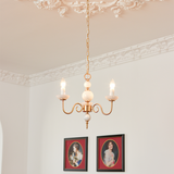 Classic Chandelier Light  Brass White Glass Design - Detailed view
