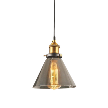 Industrial Glass Pendant Light  Smoke Grey Vintage Shade - Product detail 7