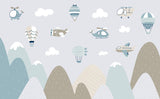 Sky Adventure Mural Wallpaper | Mountain Landscape with Aircraft Design
