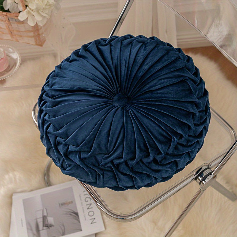 Round Velvet Cushion  Pleated Design with Center Button - Product detail 16