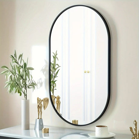 Modern Oval Wall Mirror  Black Frame Design - Product detail 4