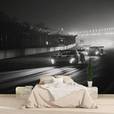 Racing Car Mural Wallpaper | Black and White Dynamic Design