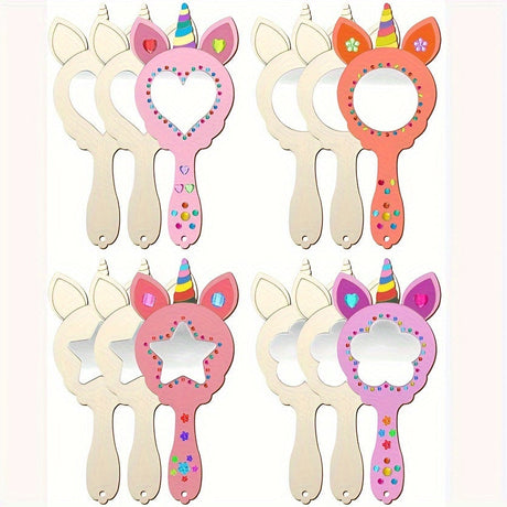 Kids Unicorn Mirror Set  DIY Wooden Hand-Painted Design - Product example