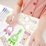 Kids Unicorn Mirror Set  DIY Wooden Hand-Painted Design - Detailed view