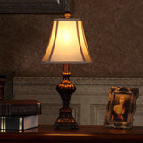 Traditional Table Lamp  Carved Wood Base With Cream Shade - Product example