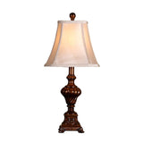 Traditional Table Lamp  Carved Wood Base With Cream Shade - Detailed view