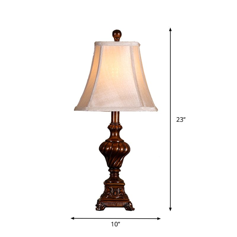 Traditional Table Lamp  Carved Wood Base With Cream Shade - Product detail 4
