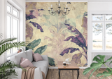 Tropical Mural Wallpaper | Vintage Purple Palm Leaves