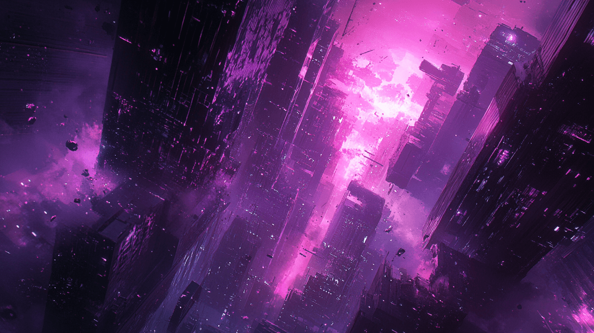 Gaming Mural Wallpaper | Neon Purple Cyberpunk City