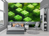Gaming Mural Wallpaper | Minecraft Green Blocks Design