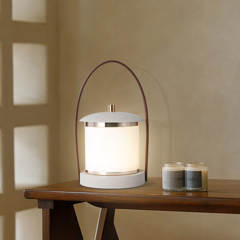 Portable LED Lantern  Modern Gray With Leather Handle - Product detail 5