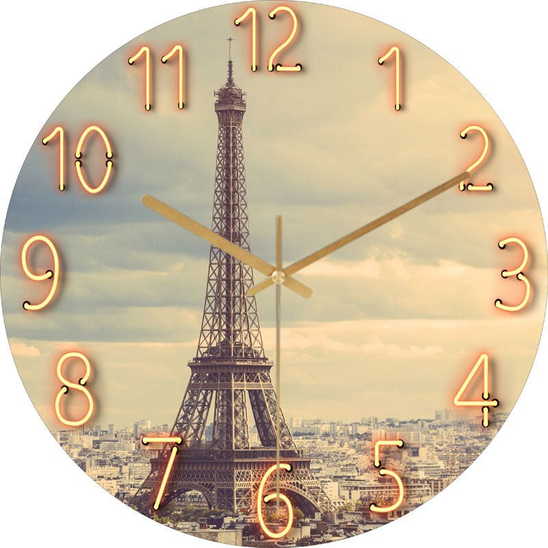 Modern Wall Clock  Neon Numbers Blue Marble Design - Product detail 18