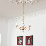 Classic Chandelier Light  Brass White Glass Design - Product example