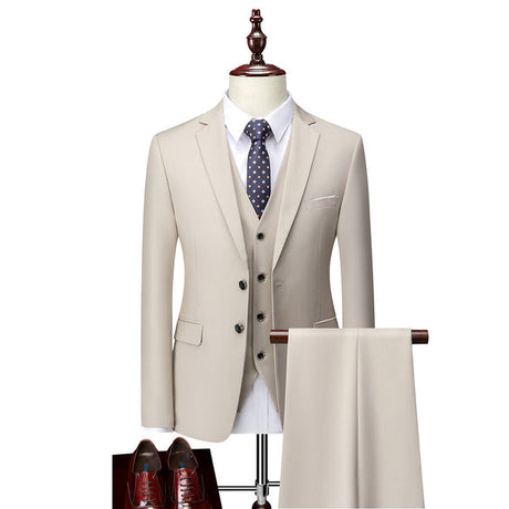 Modern Slim Fit Three-Piece Suit  Sky Blue Cotton Blend - Product detail 13