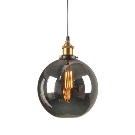 Industrial Glass Pendant Light  Smoke Grey Vintage Shade - Product detail 8