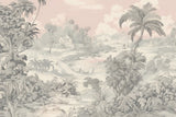 Tropical Mural Wallpaper | Vintage Palm Trees Landscape in Beige