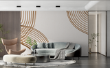 Geometric Mural Wallpaper | Modern Brown Curved Lines