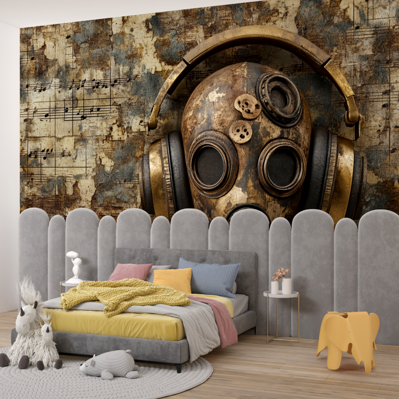 Music Mural Wallpaper | Industrial Steampunk Design