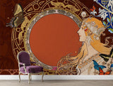 Art Nouveau Mural Wallpaper | Vintage Butterfly and Gold Design