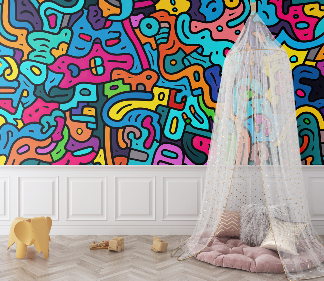 Space Mural Wallpaper | Colorful Galaxy and Planets Design