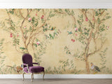 Vintage Blumen Tapete | Vögel und Rosen Chinoiserie Design