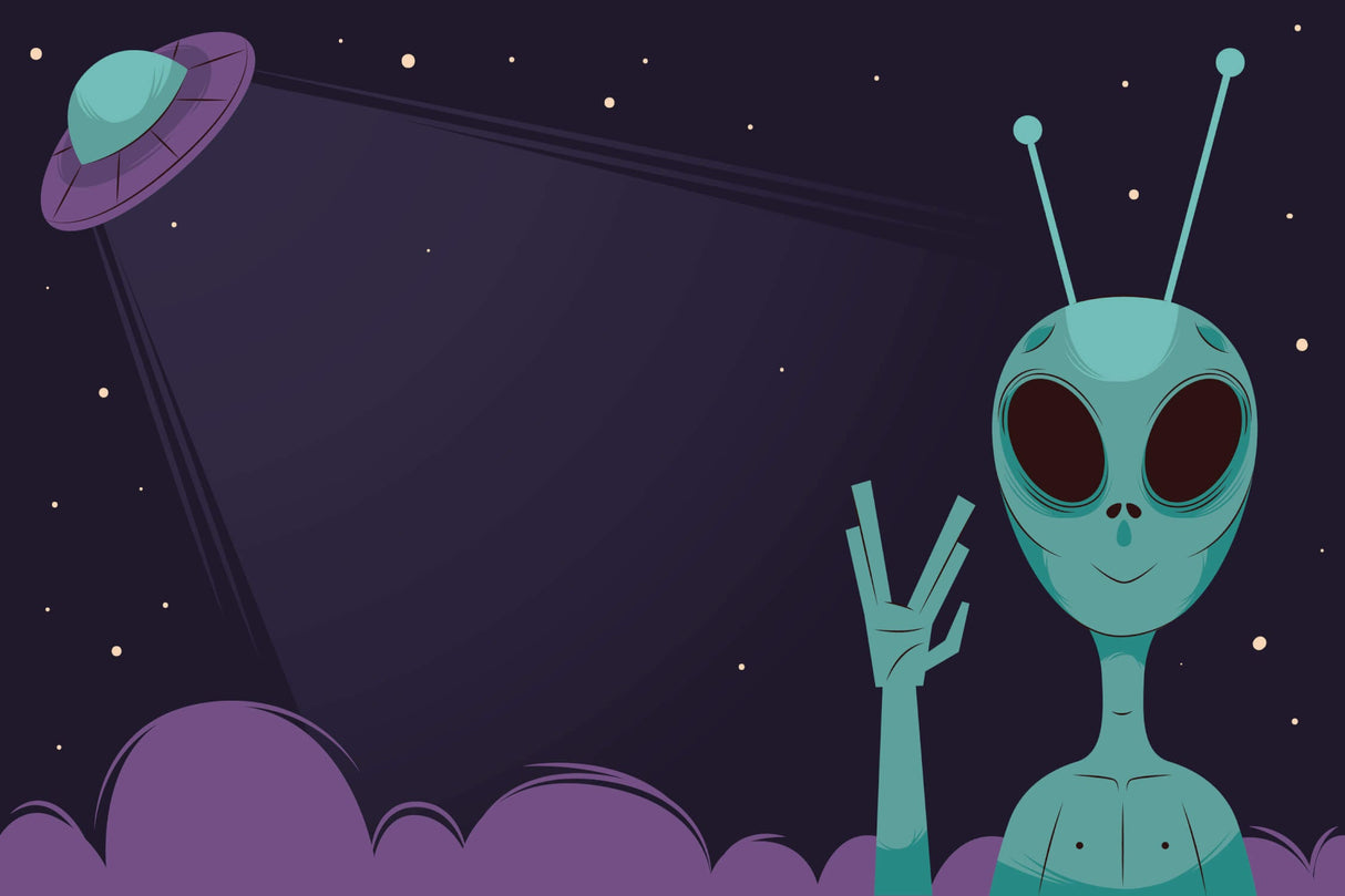 Space Mural Wallpaper | Friendly Alien and UFO Design