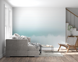 Abstract Mural Wallpaper | Soothing Aqua Gradient Wave