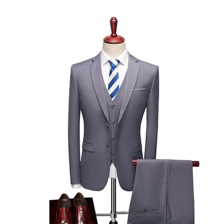 Modern Slim Fit Three-Piece Suit  Sky Blue Cotton Blend - Product detail 12