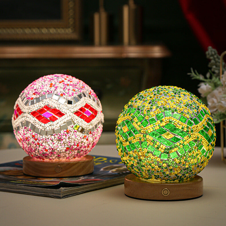 Mosaic Glass Table Lamp  Color-Changing LED Globe Design - Product detail 13